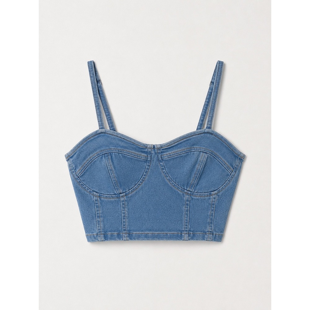 Denim Bustier Crop Corset Bralette y2k festival western coquette milkmaid style